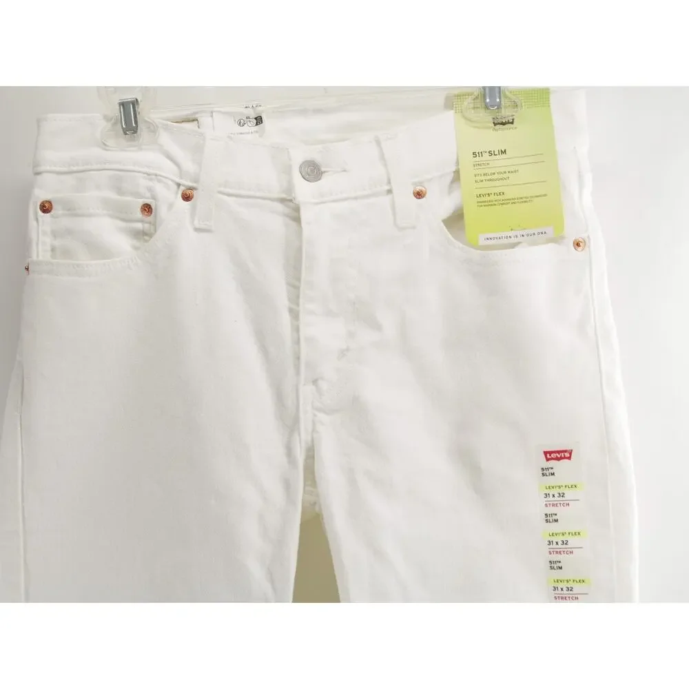 Levi’s 511 NWT Slim Fit Jeans Mens 31x32 White Denim Levi's Flex Stretch Casual